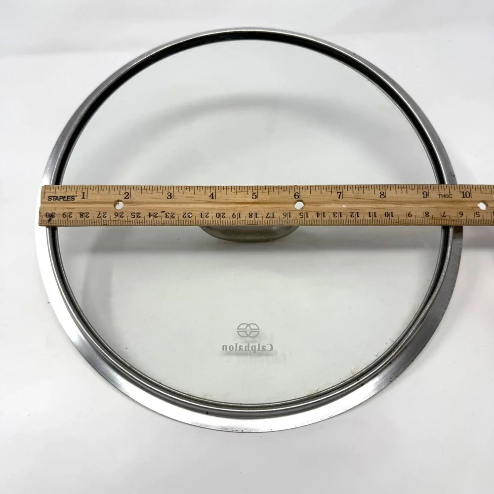 Calphalon 10 Inch Tempered Glass Lid with Stainless Steel Rim and Metal Handle